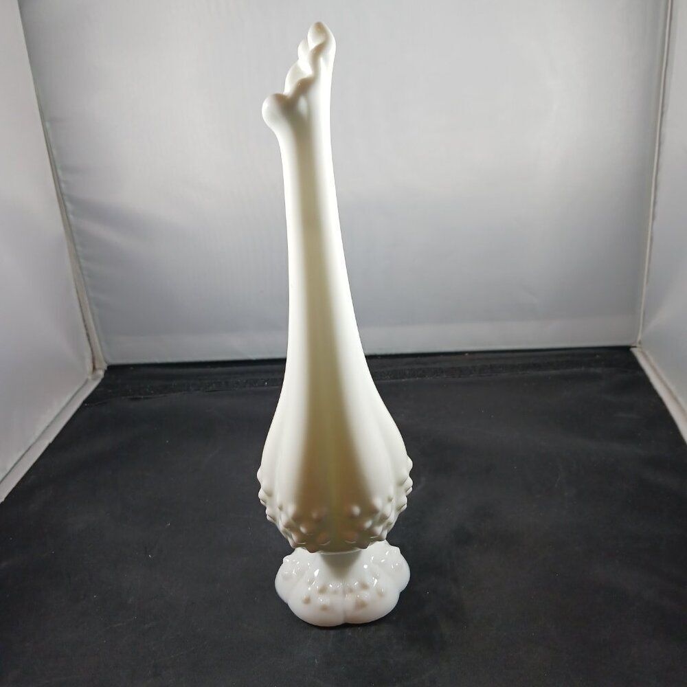 Fenton White Milk Glass Hobnail Bud Vase